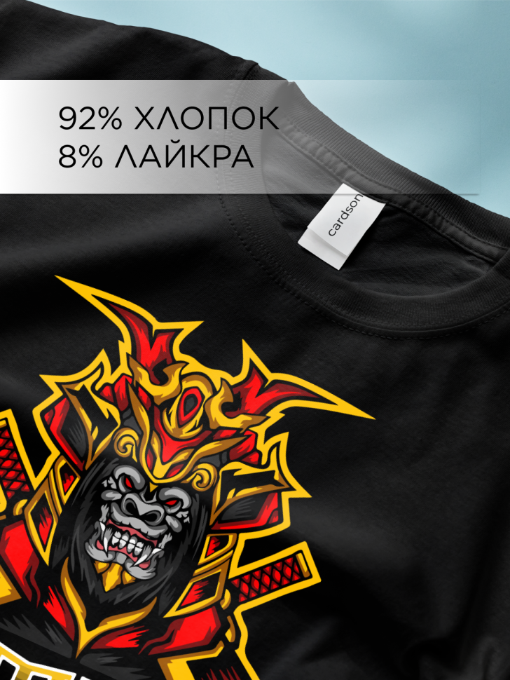 Футболка оверсайз с принтом Самурай черная Футболка оверсайз с принтом Самурай черная