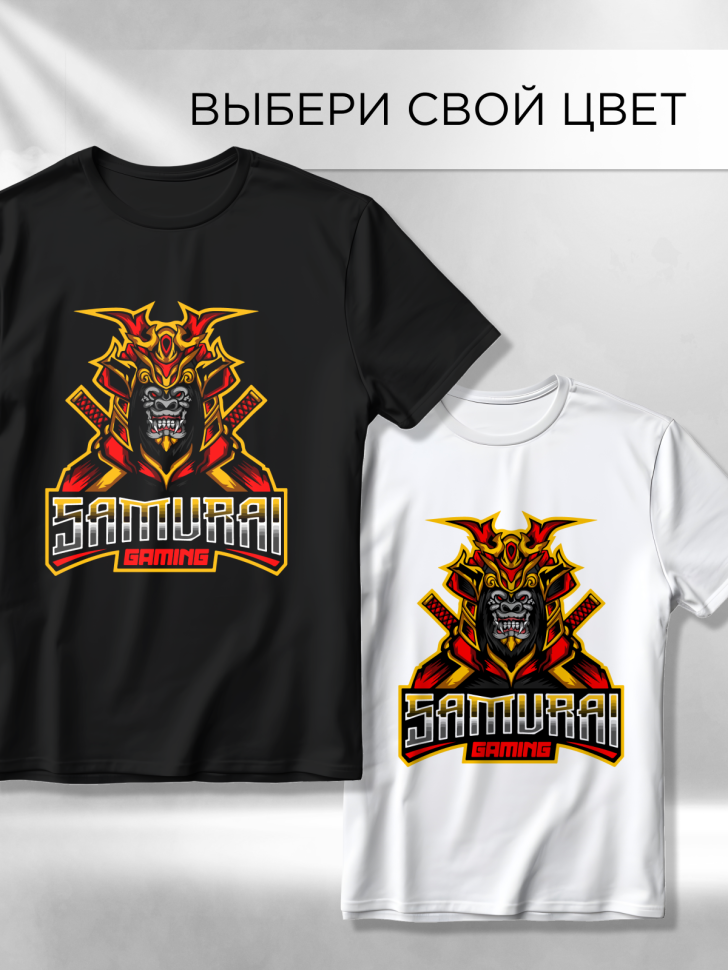 Футболка оверсайз с принтом Самурай черная Футболка оверсайз с принтом Самурай черная