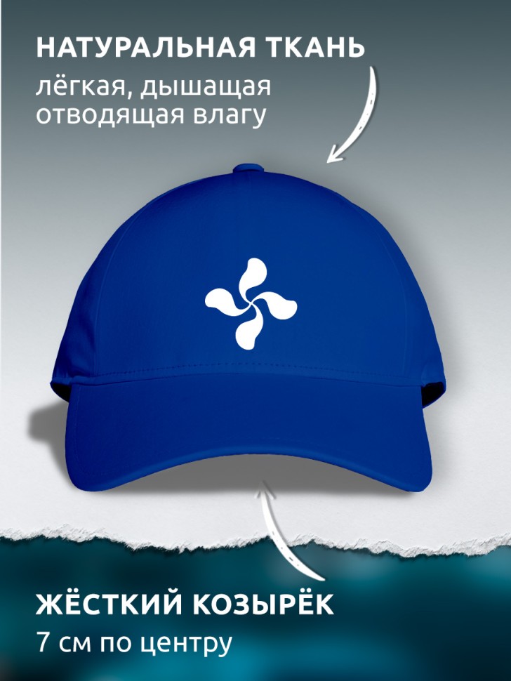 Бейсболка кепка синяя унисекс с принтом