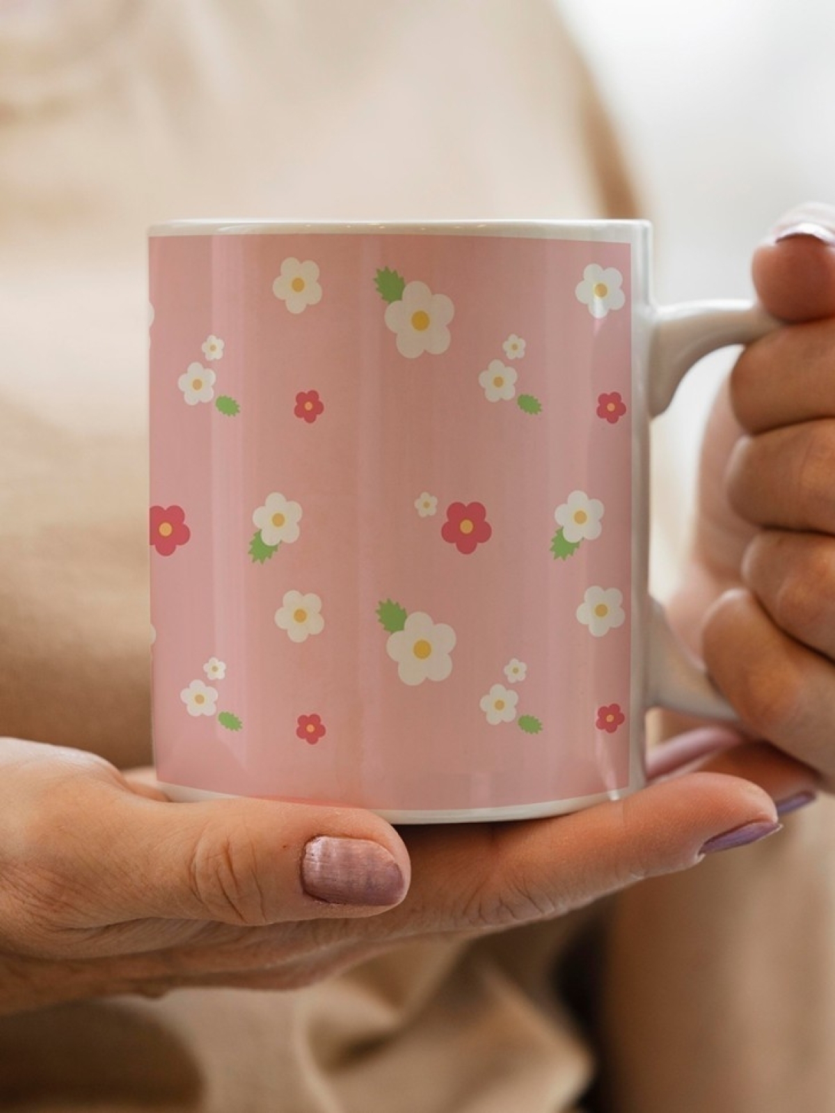 Кружка милая розовая для кофе