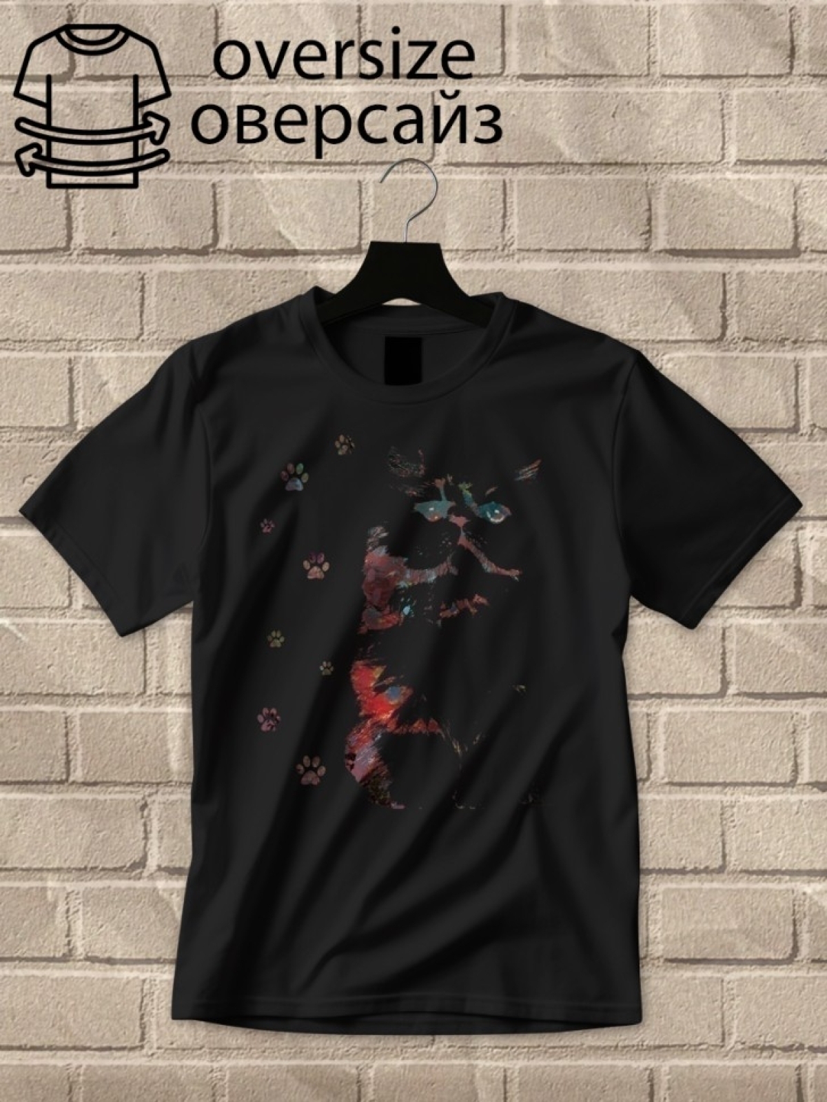 Футболка оверсайз с принтом кот
