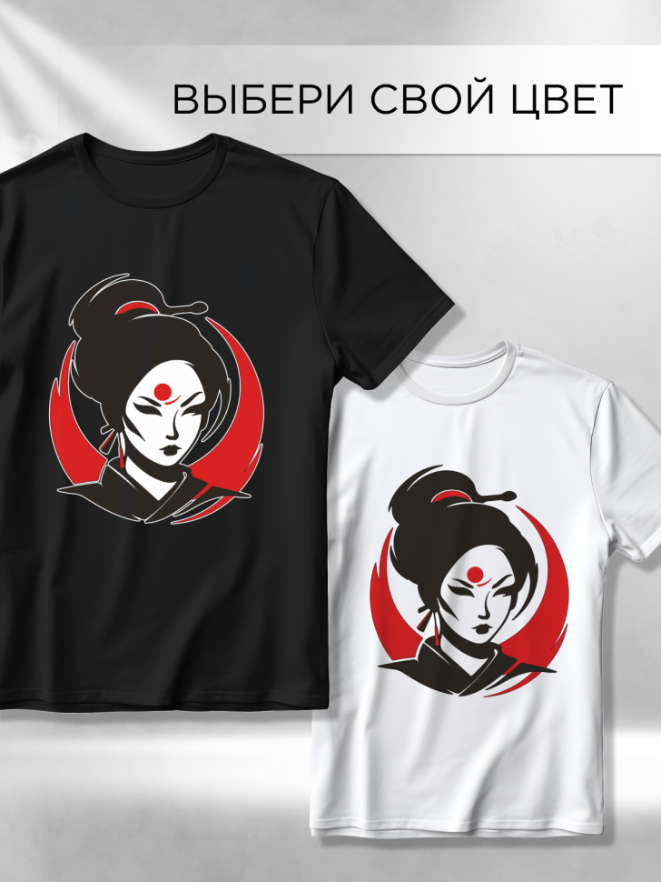 Футболка оверсайз с принтом Гейша белая