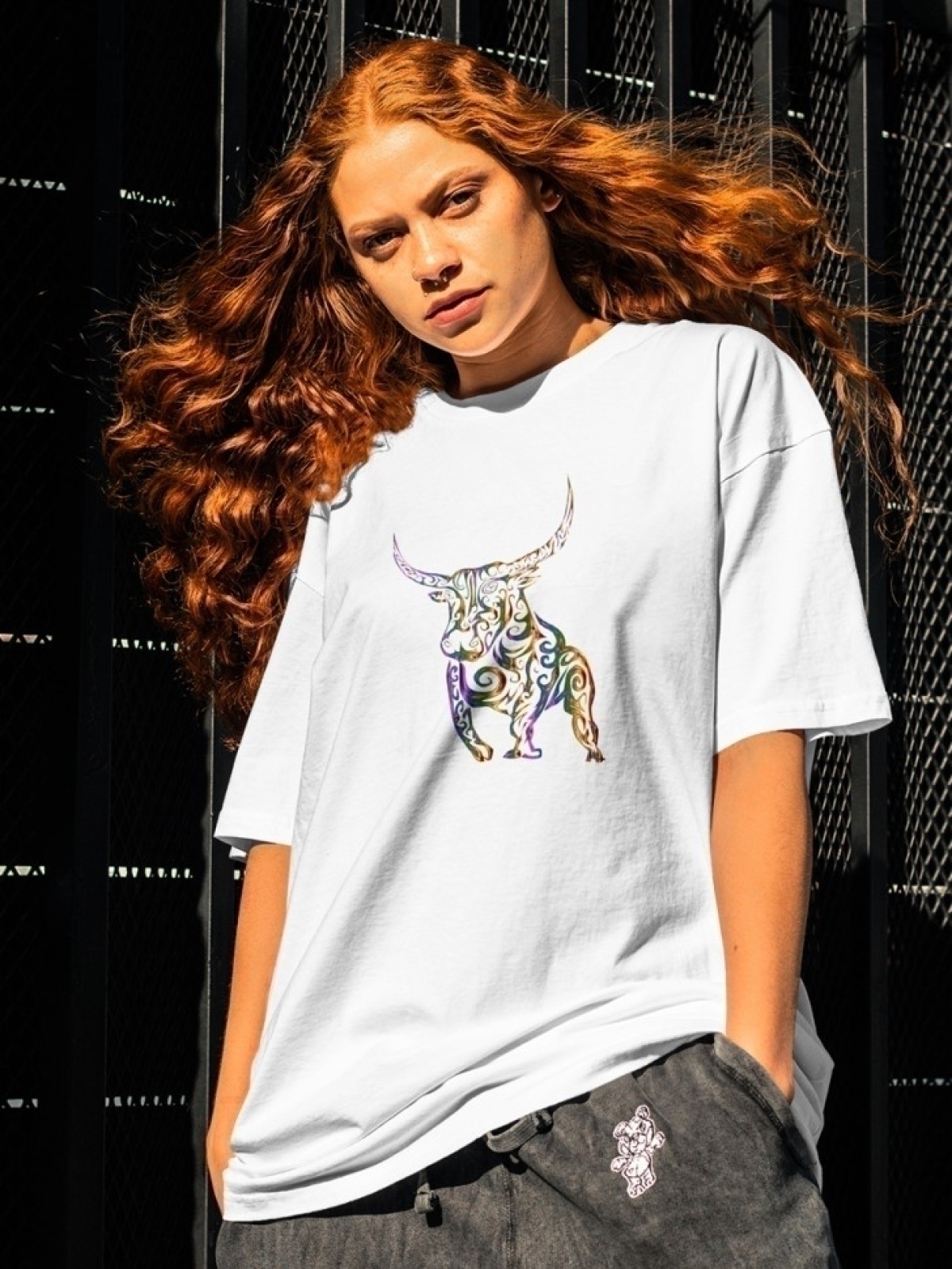 Футболка оверсайз принтом бык 3