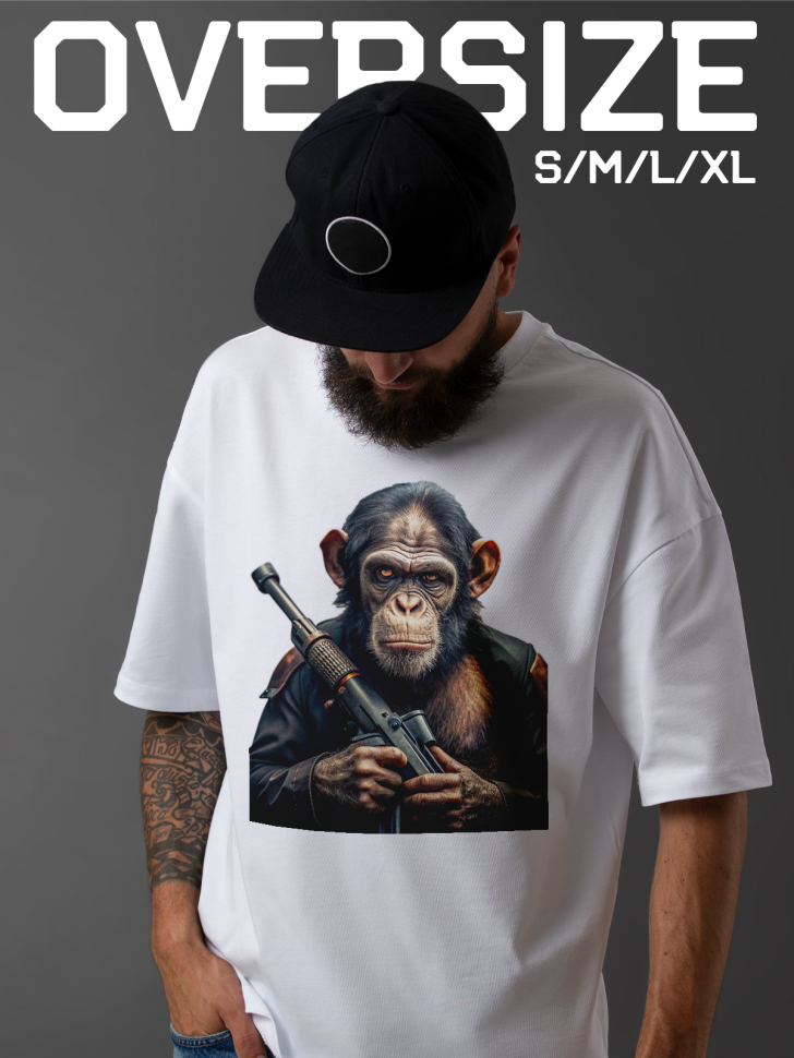 Футболка оверсайз мужская с принтом обезьяна