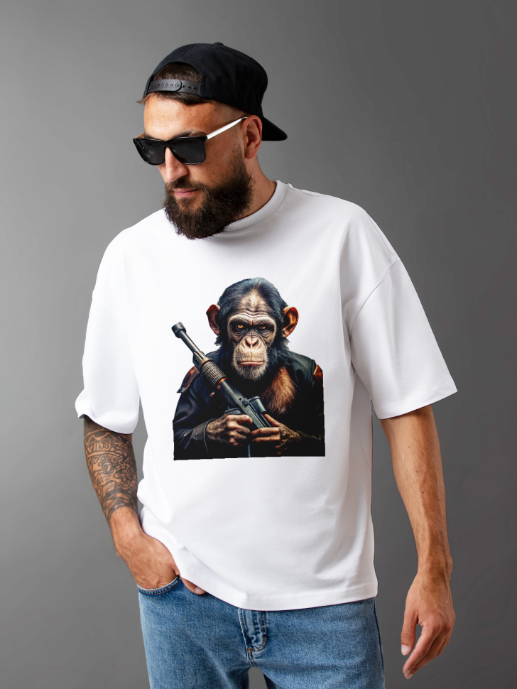 Футболка оверсайз мужская с принтом обезьяна