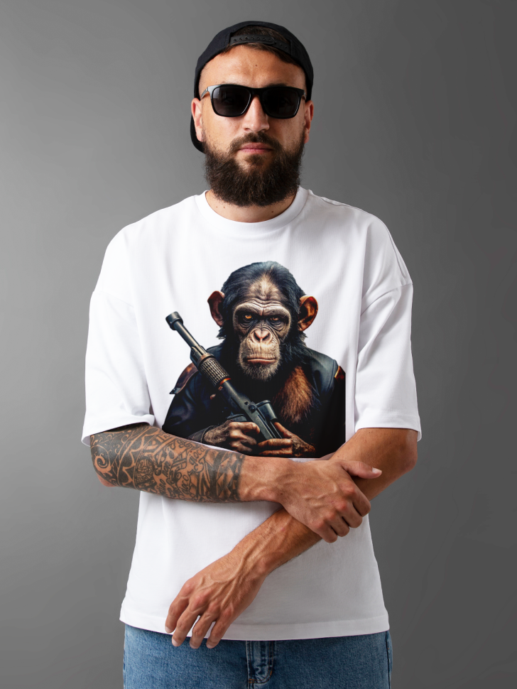 Футболка оверсайз мужская с принтом обезьяна