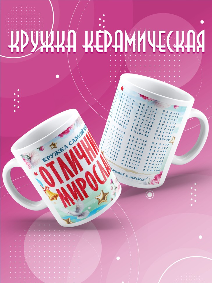 Кружка именная для школьницы Мирославы