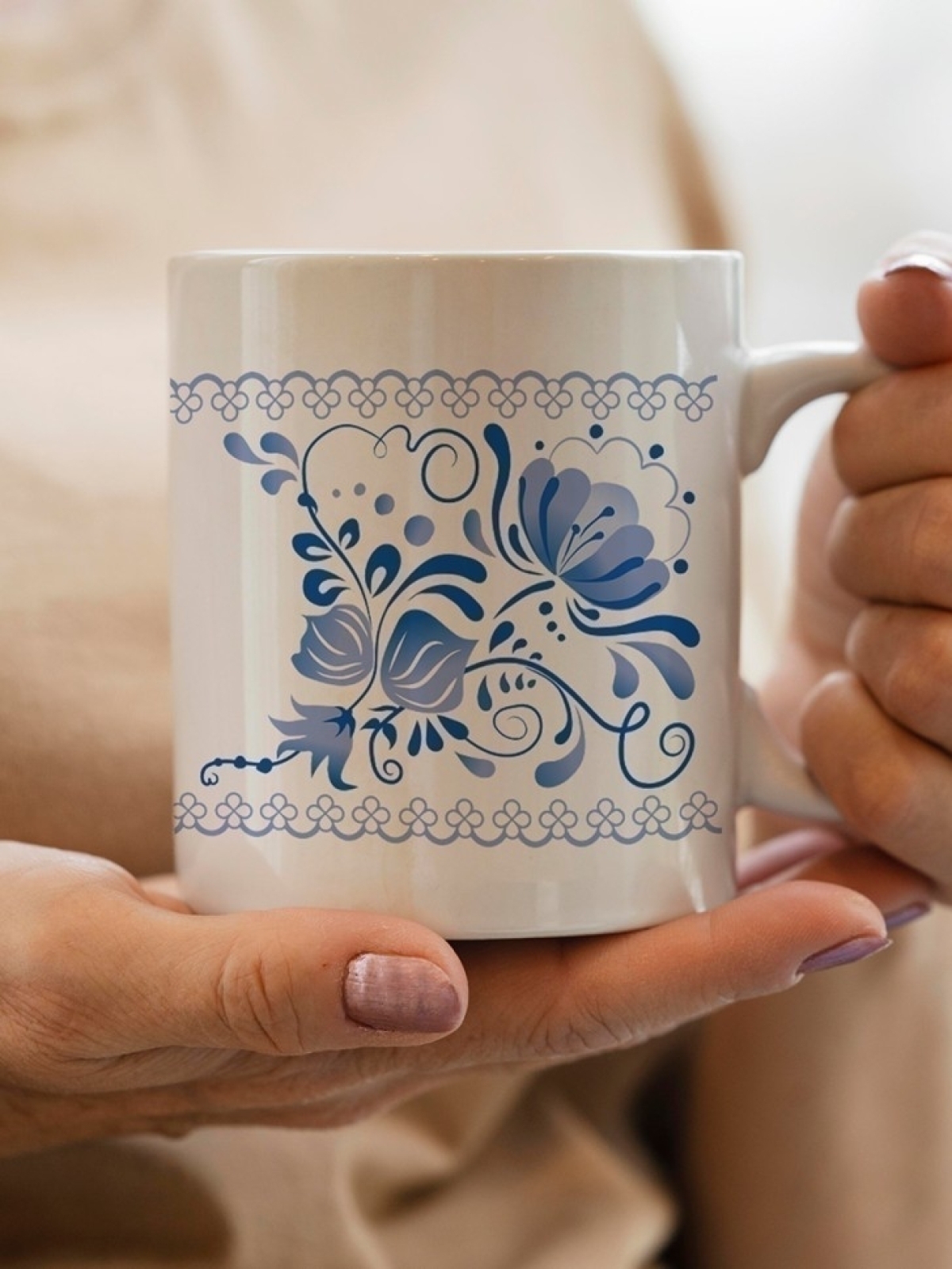 Кружка милая для чая с принтом гжель Кружка милая для чая с принтом гжель