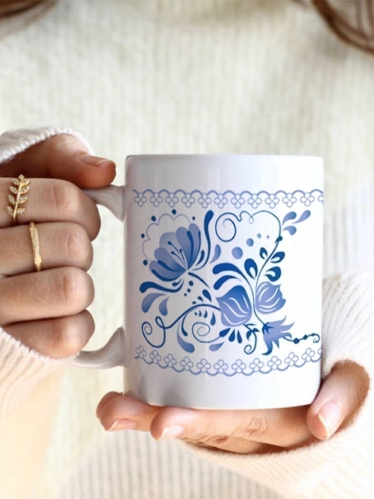 Кружка милая для чая с принтом гжель Кружка милая для чая с принтом гжель