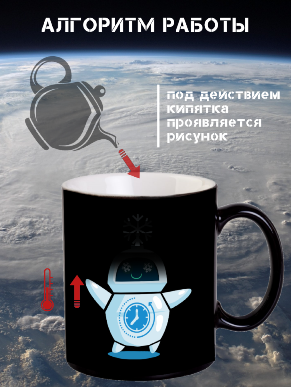 Кружка хамелеон новогодняя