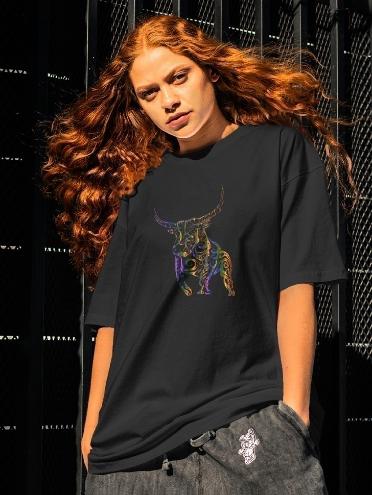 Футболка оверсайз принтом бык 3