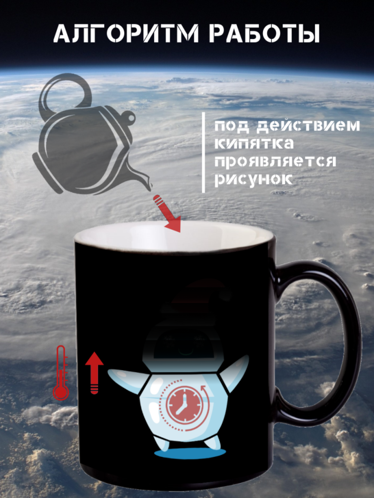 Кружка хамелеон новогодняя