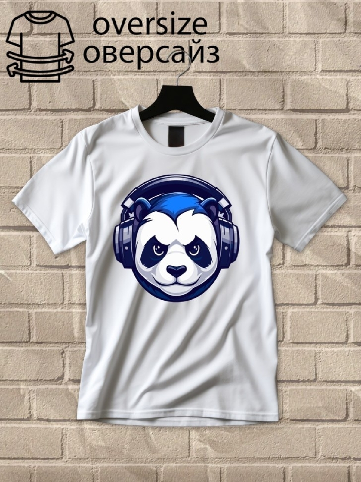 Футболка оверсайз с принтом панда в наушниках