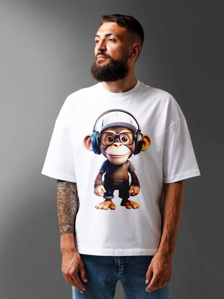 Футболка оверсайз мужская с принтом обезьяна прикольная