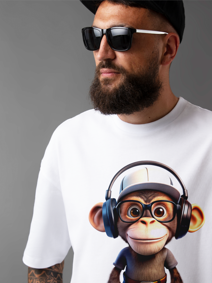 Футболка оверсайз мужская с принтом обезьяна прикольная