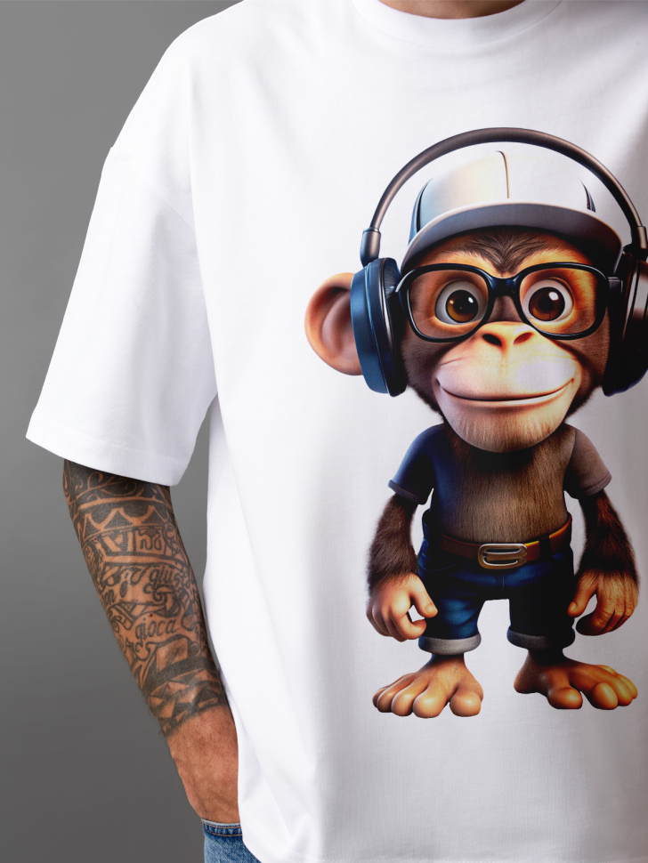 Футболка оверсайз мужская с принтом обезьяна прикольная
