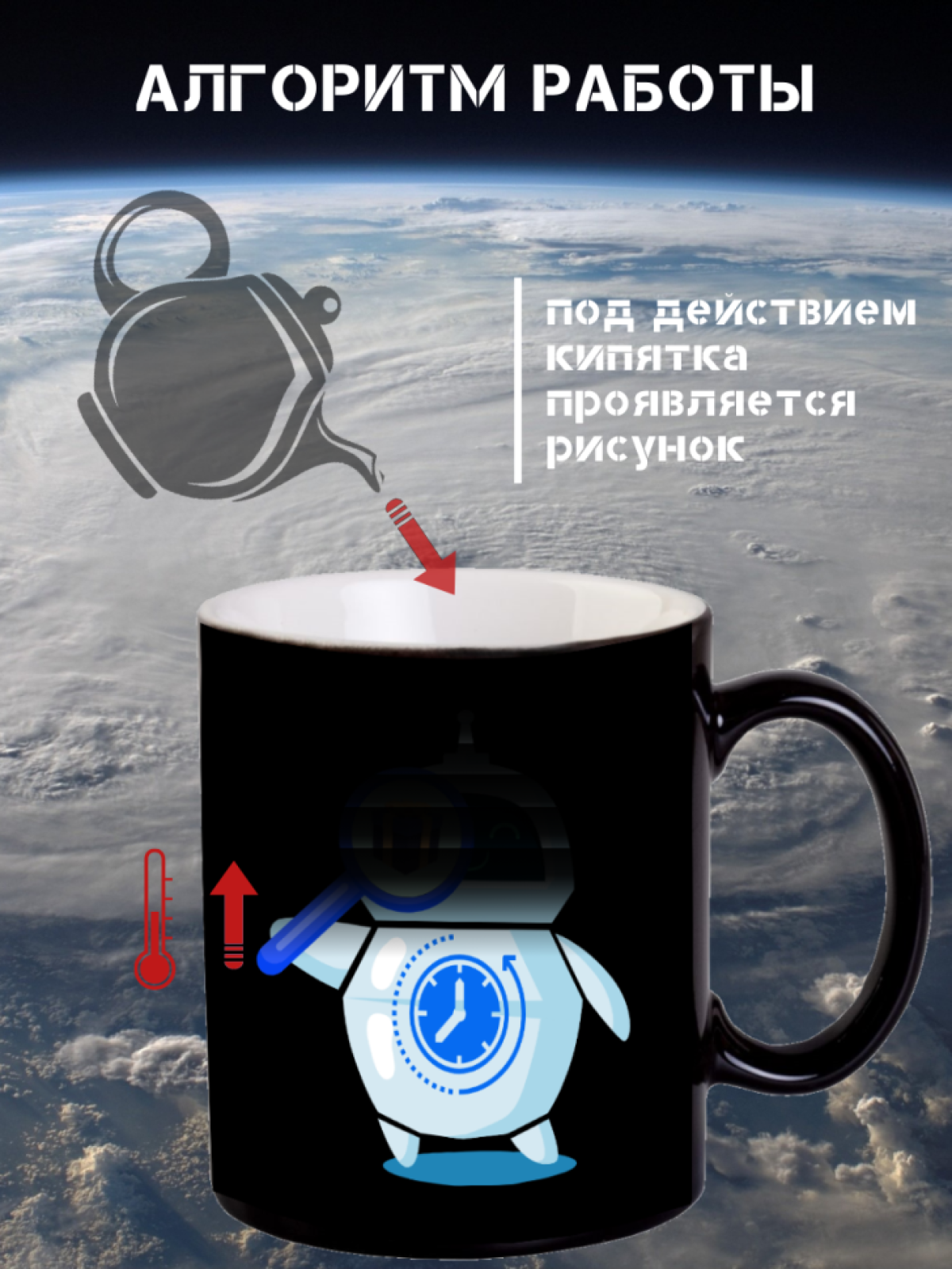 Кружка хамелеон новогодняя