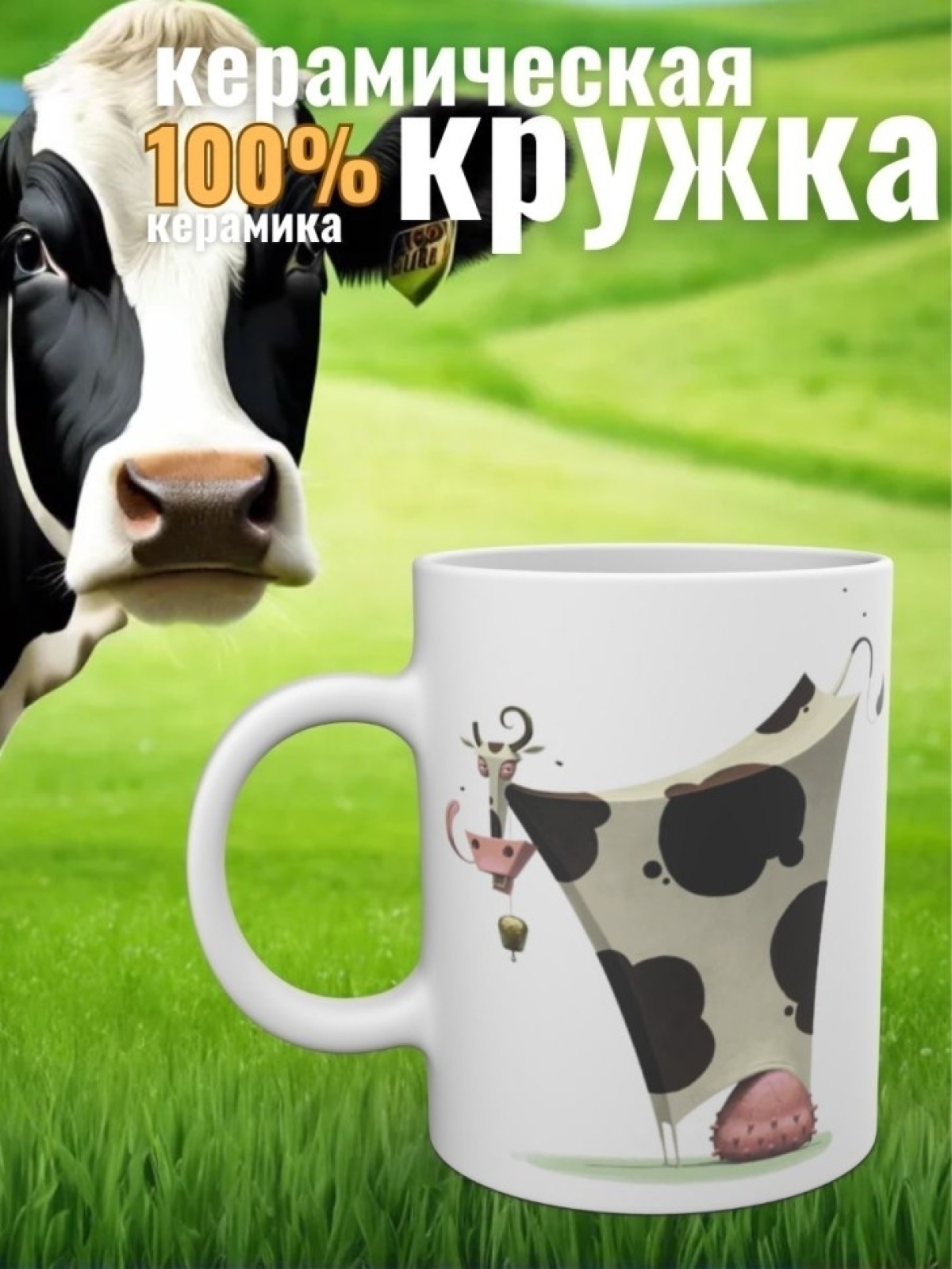 Кружка с коровой Прикольная керамическая в подарок