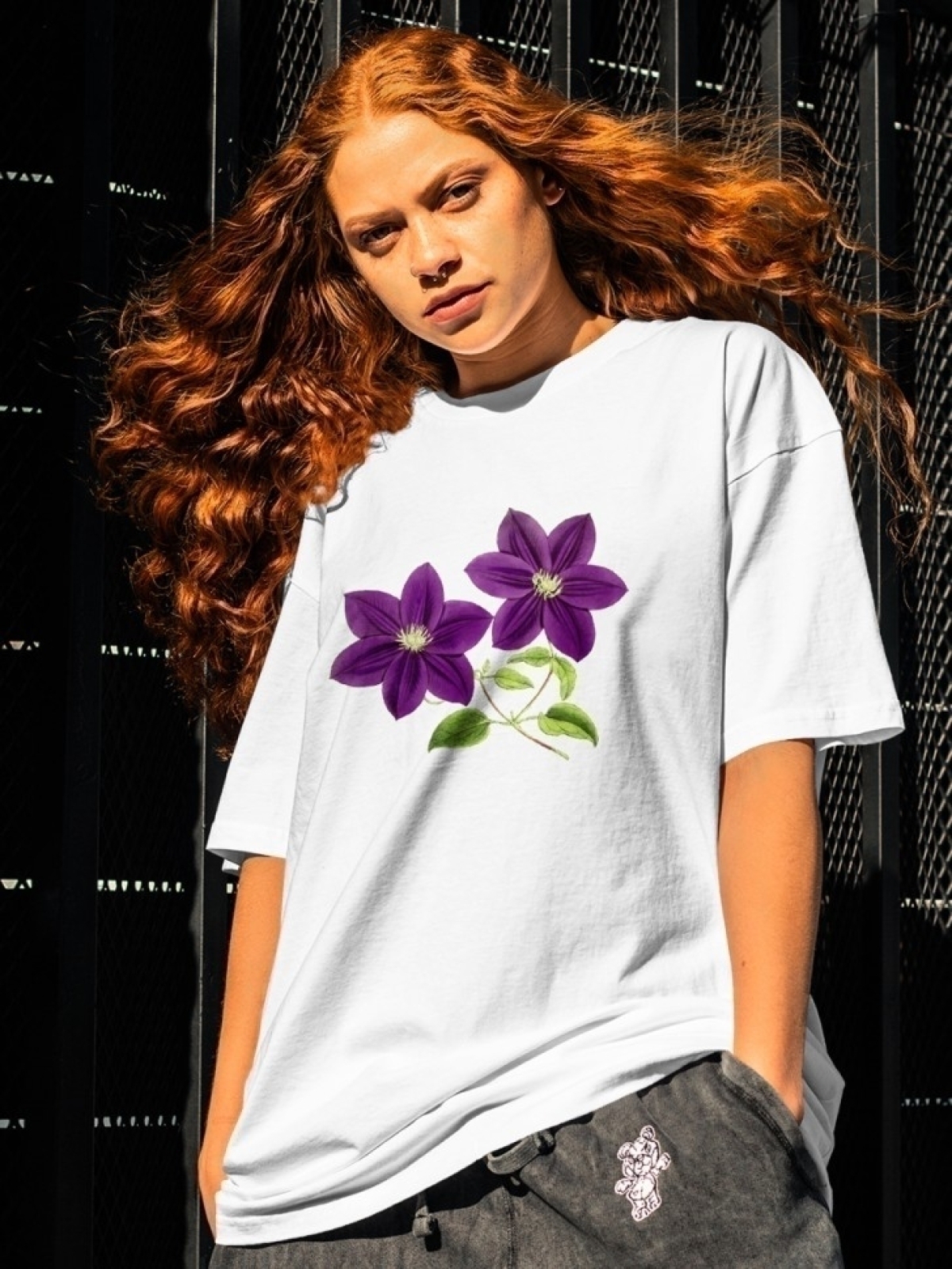 Футболка оверсайз с принтом букет цветов 2 Футболка оверсайз с принтом букет цветов 2