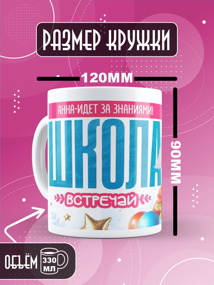 Кружка именная первокласснице на 1 сентября Анне