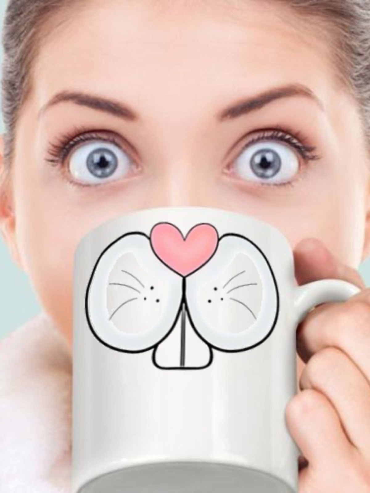 Кружка хамелеон с приколом мордочка зайца