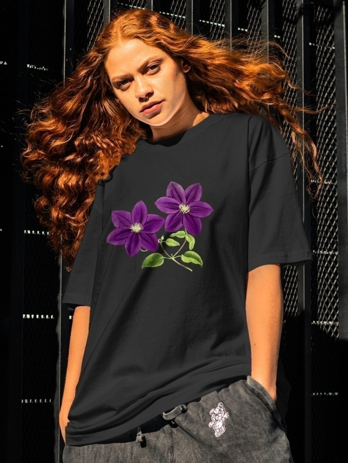 Футболка оверсайз с принтом букет цветов 2 Футболка оверсайз с принтом букет цветов 2