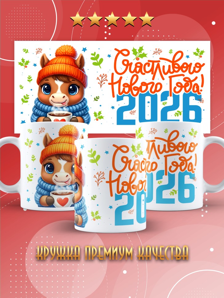 Кружка с прикольным принтом на новый год в подарок 