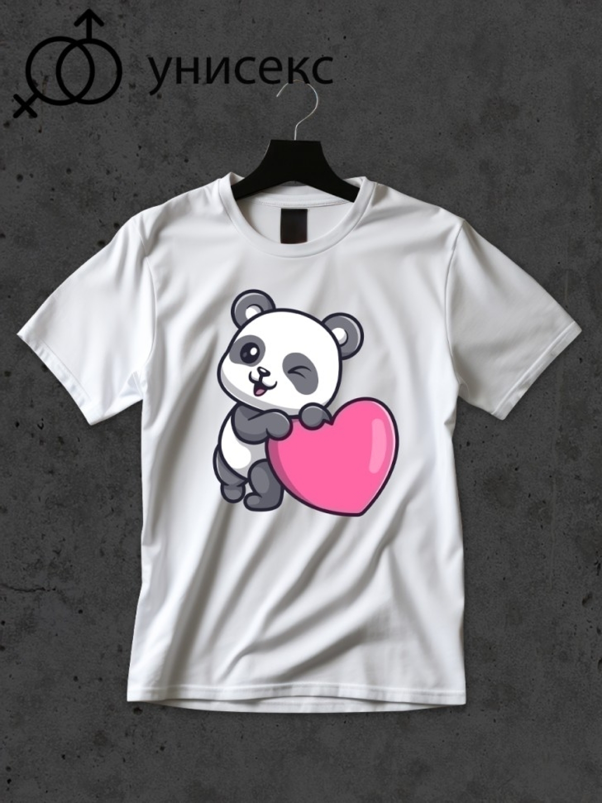 Футболка оверсайз с принтом панда с сердцем