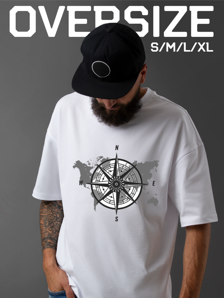 Футболка оверсайз мужская с рисунком карта 