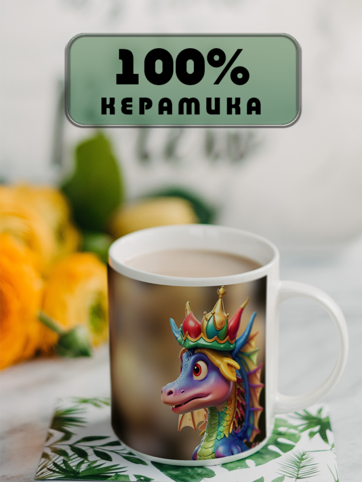 Кружка в подарок на праздники с принтом "Дракончики"