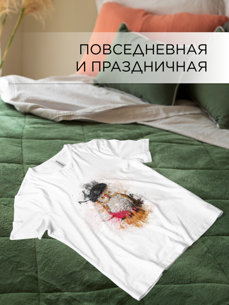 Футболка оверсайз универсальная с принтом Сова