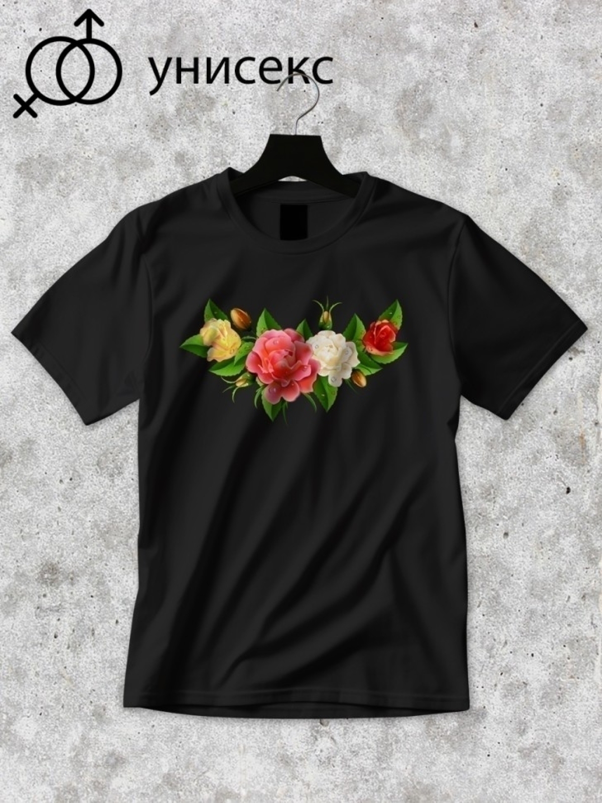 Футболка оверсайз с принтом букет цветов 3