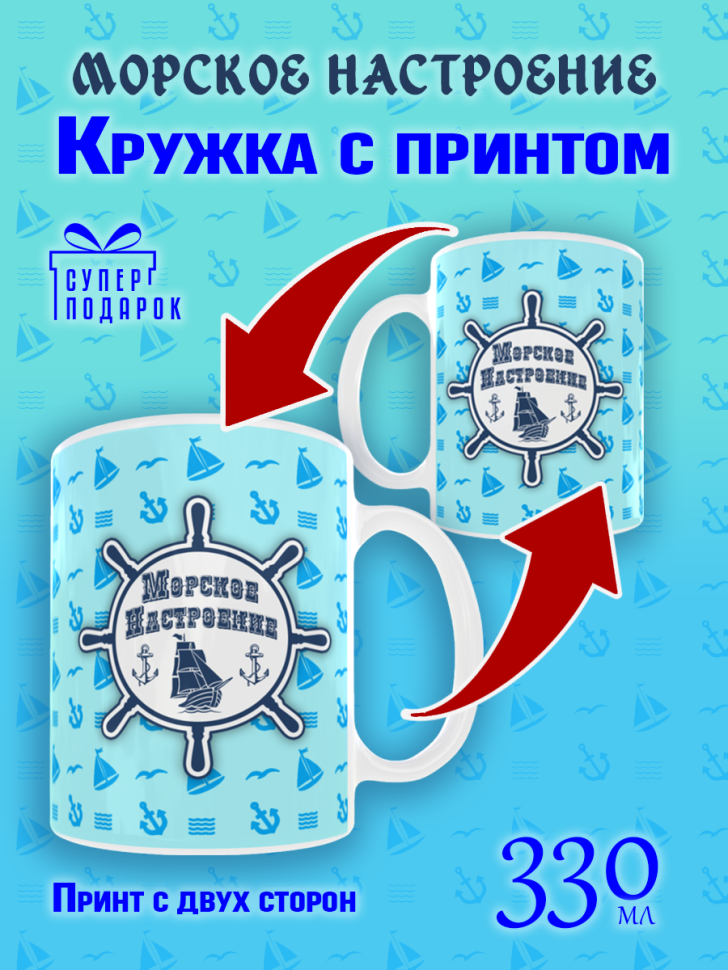 Кружка керамическая для летнего настроения с рисунком для ча