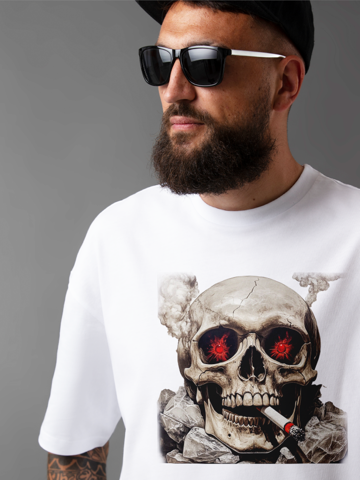 Футболка оверсайз мужская с рисунком череп Футболка оверсайз мужская с рисунком череп
