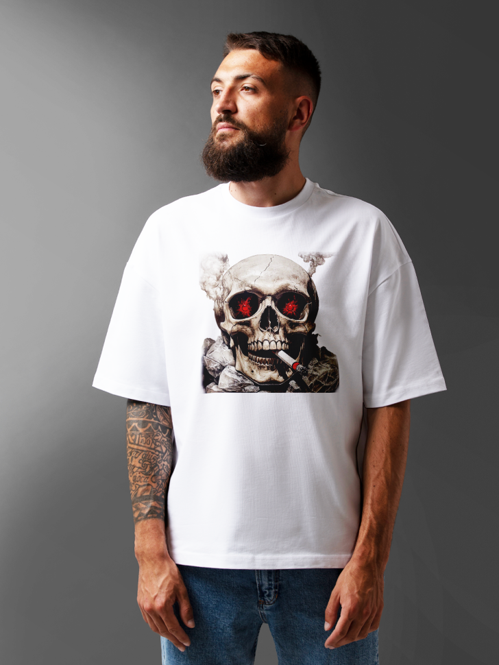 Футболка оверсайз мужская с рисунком череп Футболка оверсайз мужская с рисунком череп
