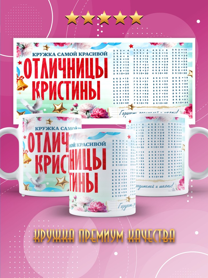 Кружка именная для школьницы Кристины