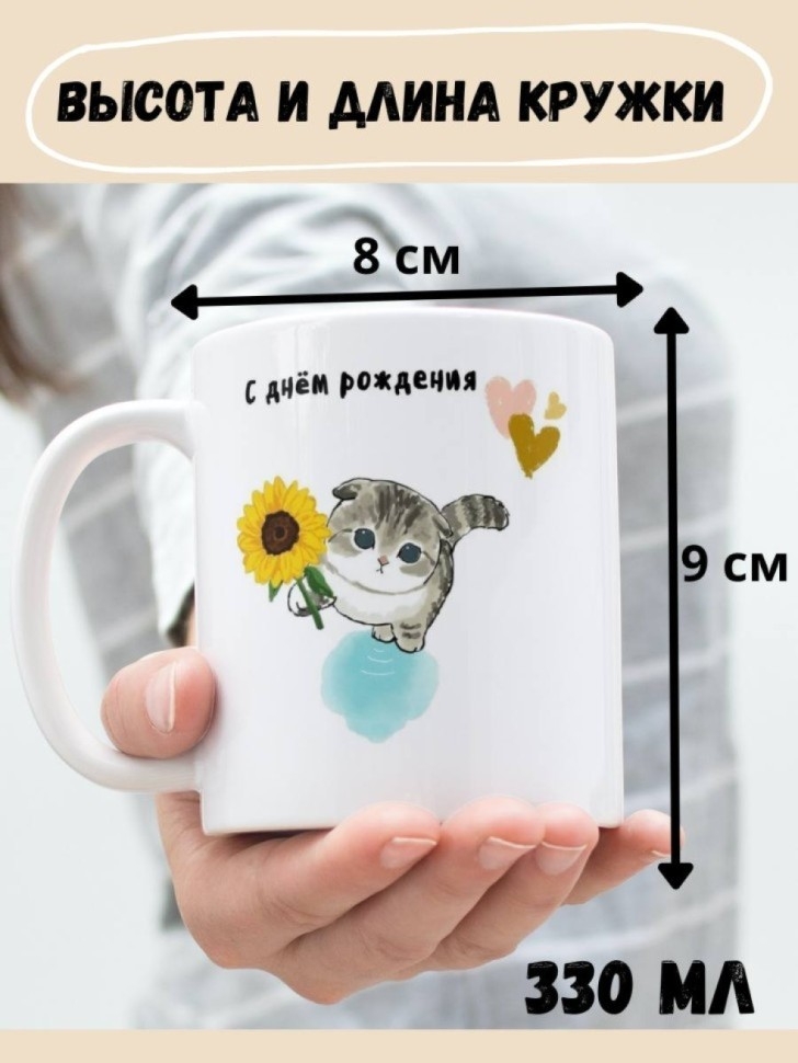 Кружка с принтом с котиком, мем для кофе/чая, в подарок