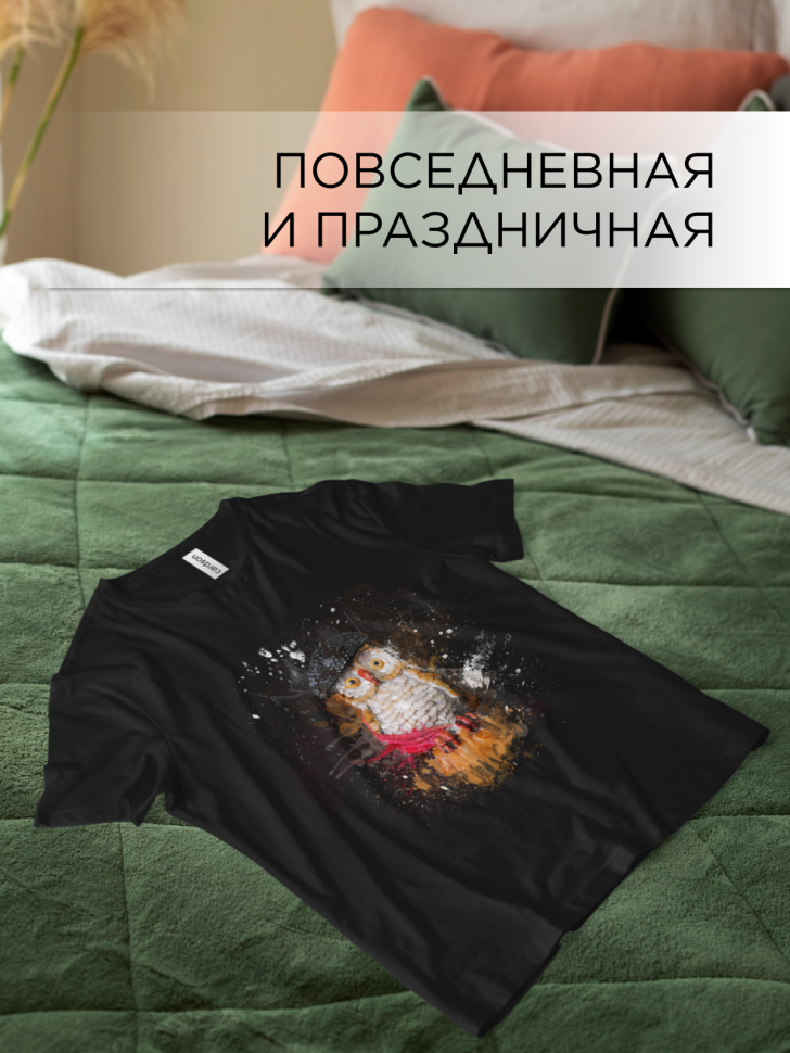 Футболка оверсайз универсальная с принтом Совушка Футболка оверсайз универсальная с принтом Совушка