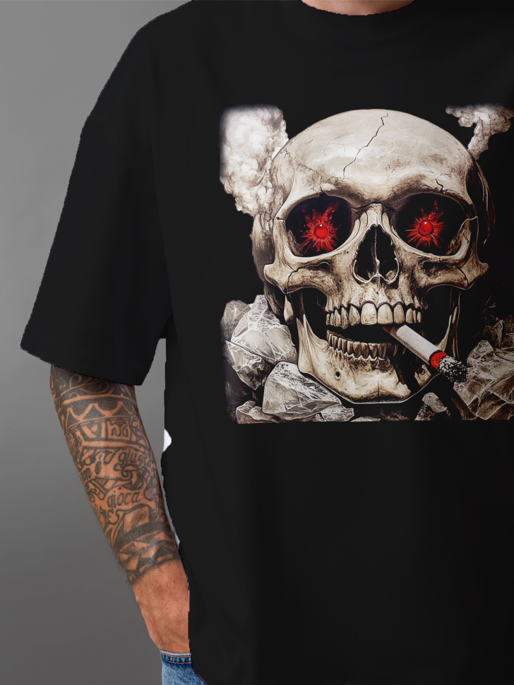 Футболка оверсайз мужская с рисунком череп 