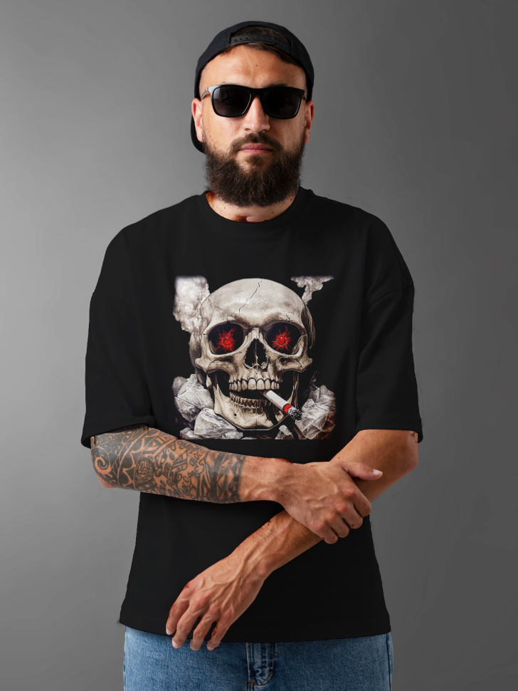 Футболка оверсайз мужская с рисунком череп 