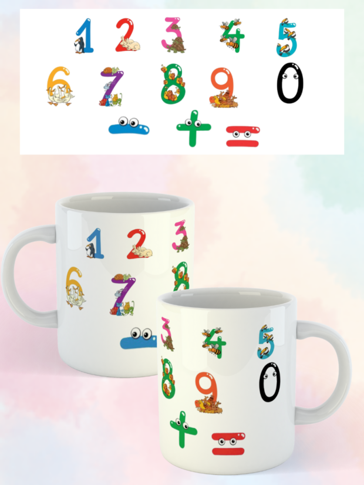Кружка керамическая белая Цифры ребенку дошкольнику