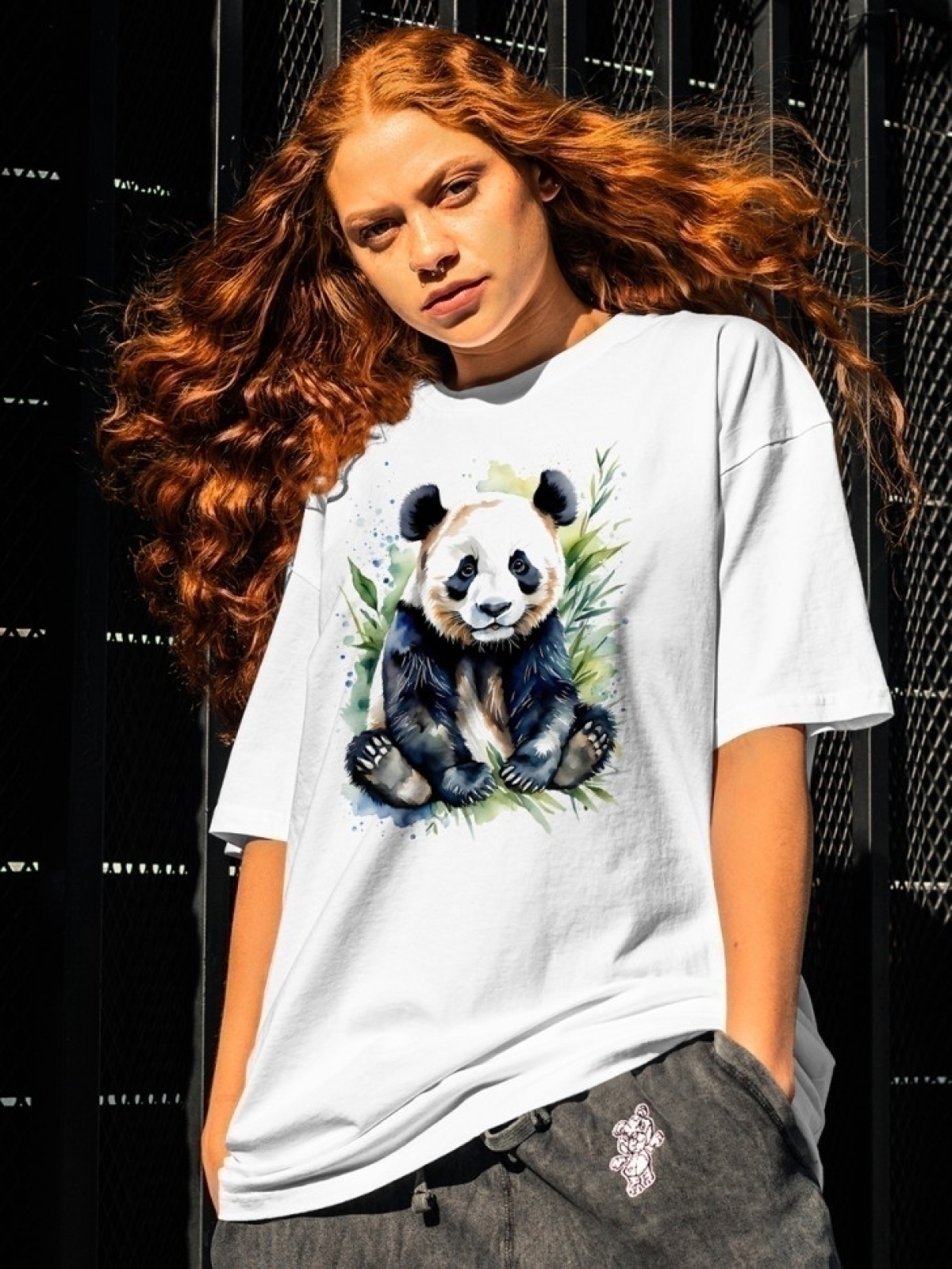 Футболка оверсайз с принтом панда 2