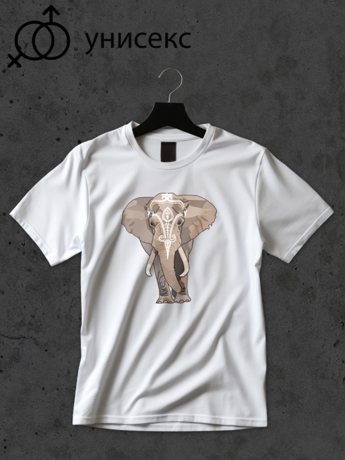 Футболка оверсайз принтом индийский слон 1 Футболка оверсайз принтом индийский слон 1