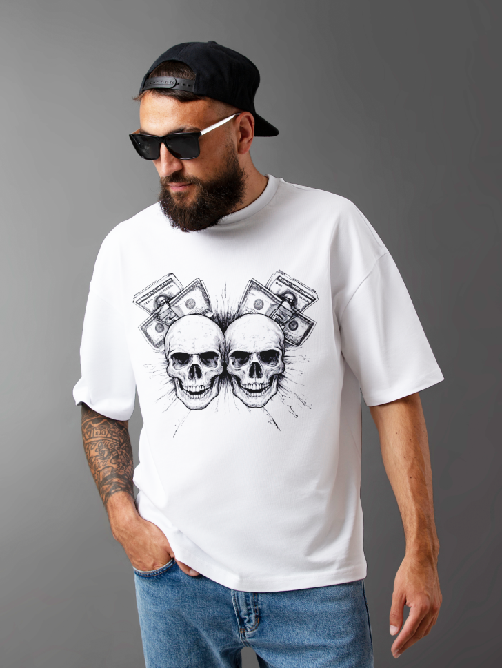 Футболка оверсайз мужская с черепами 