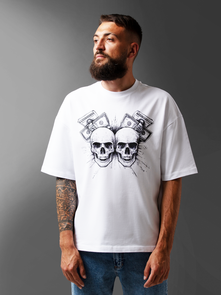 Футболка оверсайз мужская с черепами 