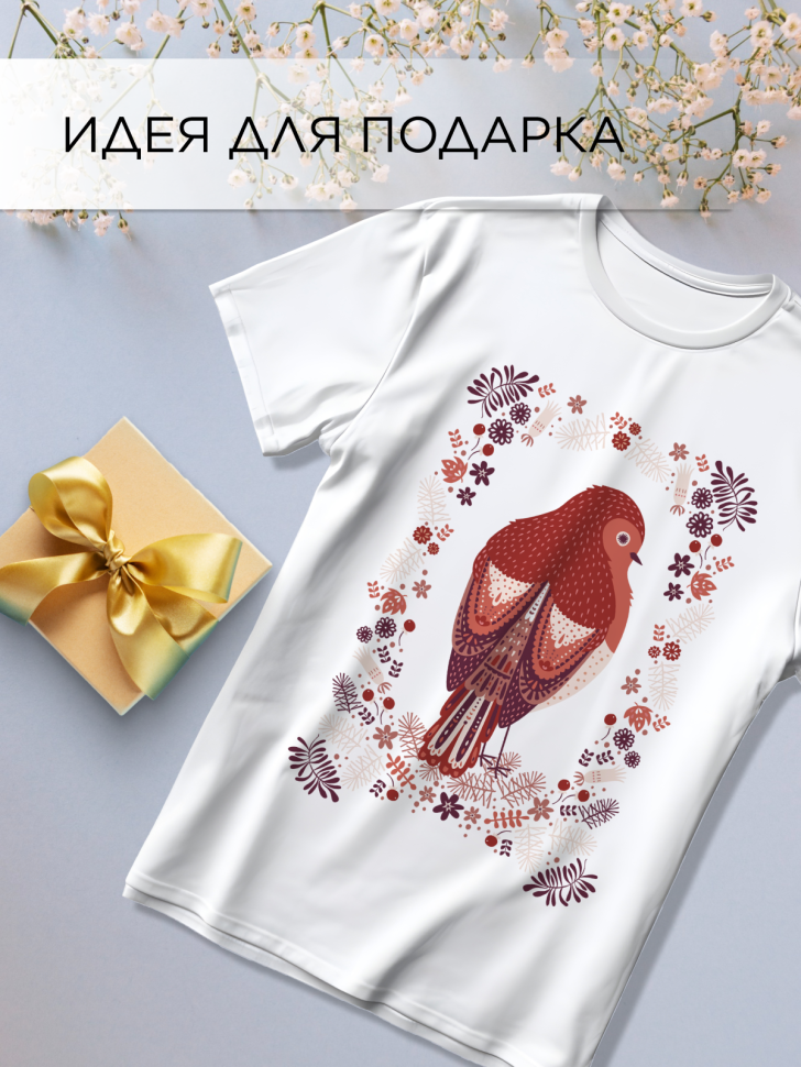 Футболка оверсайз универсальная с принтом Птица Футболка оверсайз универсальная с принтом Птица