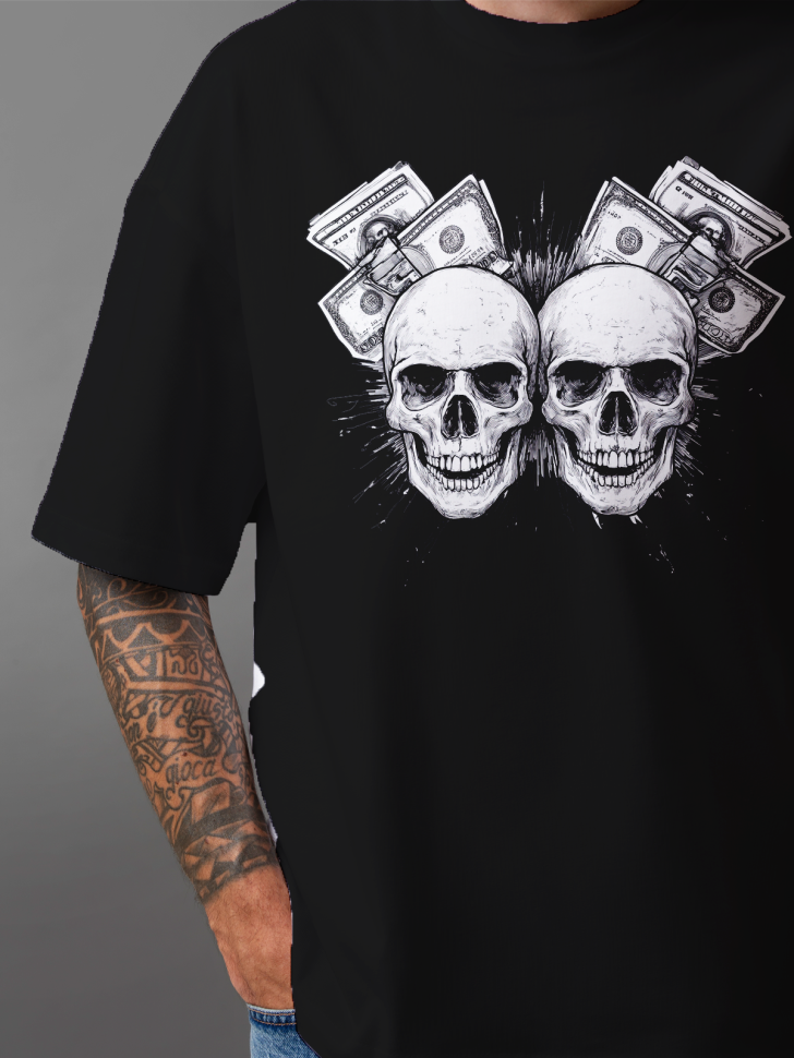 Футболка оверсайз мужская с черепами Футболка оверсайз мужская с черепами