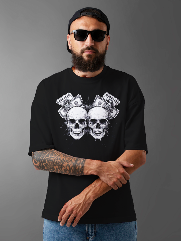 Футболка оверсайз мужская с черепами Футболка оверсайз мужская с черепами