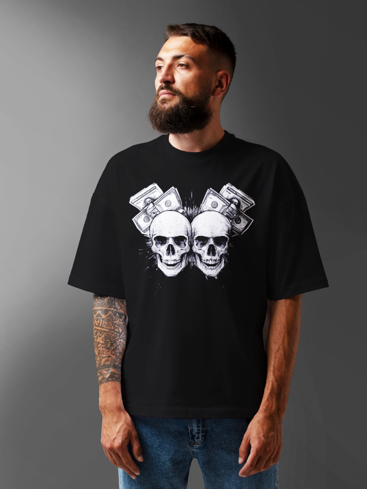 Футболка оверсайз мужская с черепами Футболка оверсайз мужская с черепами