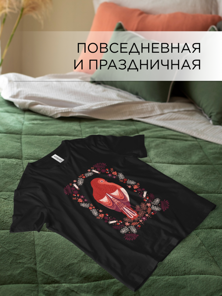 Футболка оверсайз универсальная с принтом Птичка